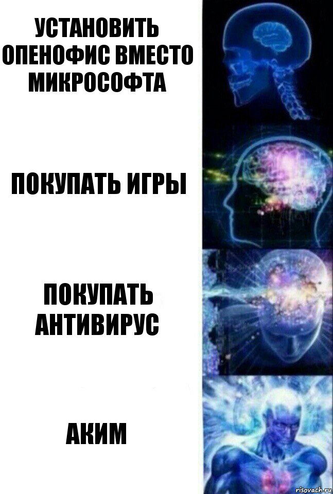 установить опенофис вместо микрософта покупать игры покупать антивирус АКим, Комикс  Сверхразум