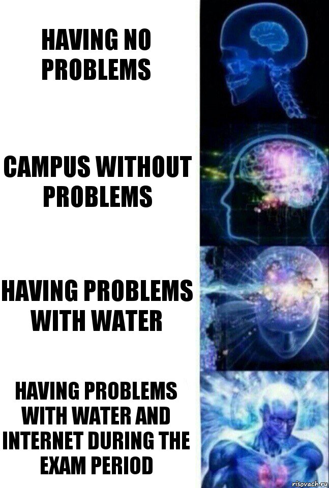 Having no problems Campus without problems Having problems with water Having problems with water and internet during the exam period, Комикс  Сверхразум