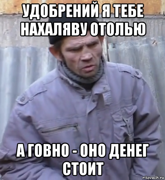 удобрений я тебе нахаляву отолью а говно - оно денег стоит, Мем  Ты втираешь мне какую то дичь