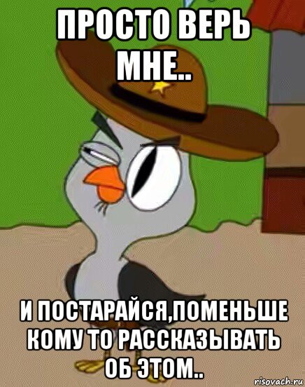 просто верь мне.. и постарайся,поменьше кому то рассказывать об этом.., Мем    Упоротая сова