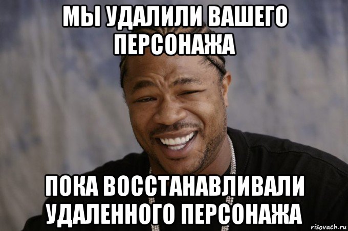 мы удалили вашего персонажа пока восстанавливали удаленного персонажа, Мем Xzibit