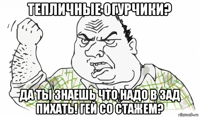 тепличные огурчики? да ты знаешь что надо в зад пихать! гей со стажем?