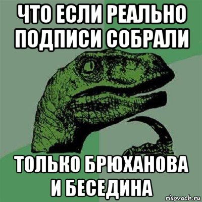 что если реально подписи собрали только брюханова и беседина, Мем Филосораптор