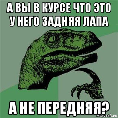 а вы в курсе что это у него задняя лапа а не передняя?, Мем Филосораптор