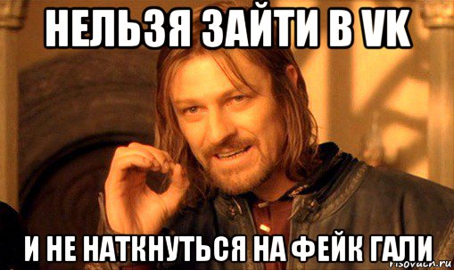 нельзя зайти в vk и не наткнуться на фейк гали, Мем Нельзя просто так взять и (Боромир мем)