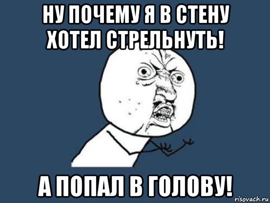 ну почему я в стену хотел стрельнуть! а попал в голову!, Мем Ну почему