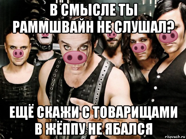 в смысле ты раммшвайн не слушал? ещё скажи с товарищами в жёппу не ябался