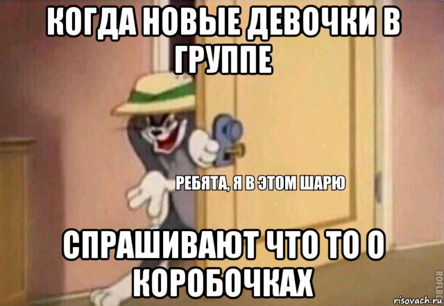 когда новые девочки в группе спрашивают что то о коробочках, Мем    Ребята я в этом шарю