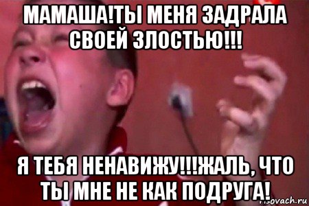 мамаша!ты меня задрала своей злостью!!! я тебя ненавижу!!!жаль, что ты мне не как подруга!, Мем  Сашко Фокин орет