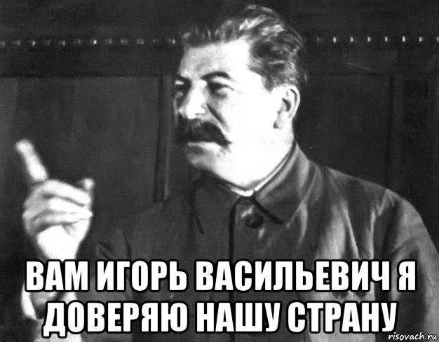  вам игорь васильевич я доверяю нашу страну, Мем  Сталин пригрозил пальцем