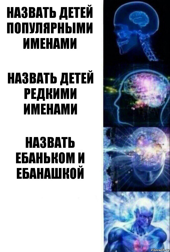 назвать детей популярными именами назвать детей редкими именами назвать Ебаньком и Ебанашкой , Комикс  Сверхразум