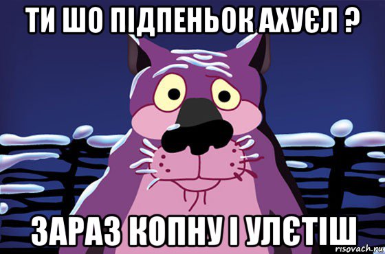 ти шо підпеньок ахуєл ? зараз копну і улєтіш, Мем Волк