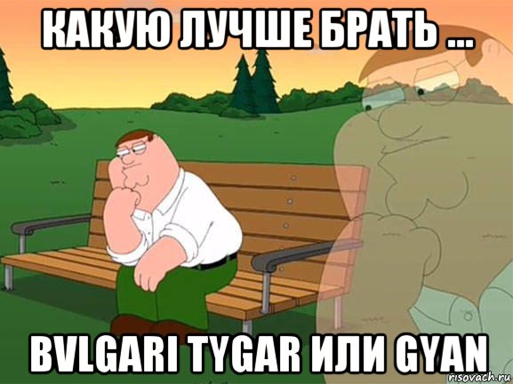 какую лучше брать ... bvlgari tygar или gyan, Мем Задумчивый Гриффин