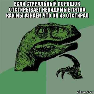 если стиральный порошок отстирывает невидимые пятна как мы узнаем что он иэ отстирал , Мем Филосораптор