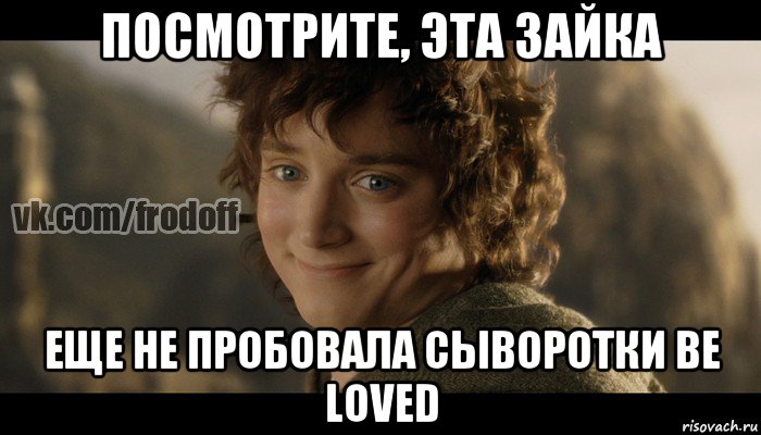 посмотрите, эта зайка еще не пробовала сыворотки be loved, Мем  Фродо