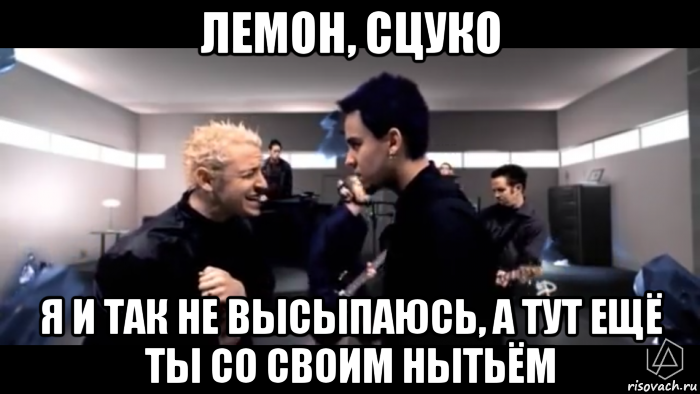 лемон, сцуко я и так не высыпаюсь, а тут ещё ты со своим нытьём, Мем Лемон и йожиг