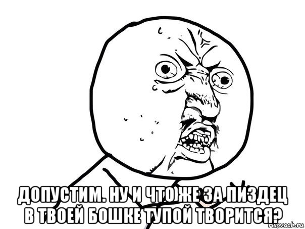  допустим. ну и что же за пиздец в твоей бошке тупой творится?, Мем Ну почему (белый фон)