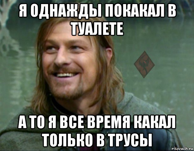 я однажды покакал в туалете а то я все время какал только в трусы, Мем ОР Тролль Боромир