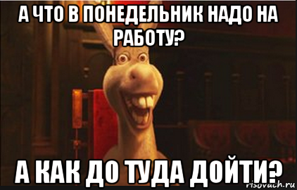 а что в понедельник надо на работу? а как до туда дойти?, Мем Осел из Шрека