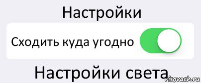 Настройки Сходить куда угодно Настройки света, Комикс Переключатель