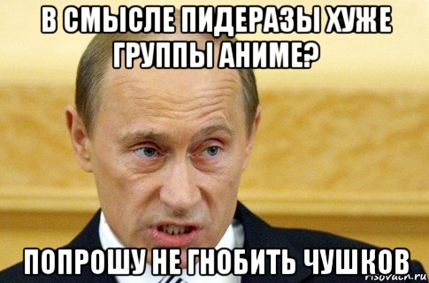 в смысле пидеразы хуже группы аниме? попрошу не гнобить чушков, Мем путин