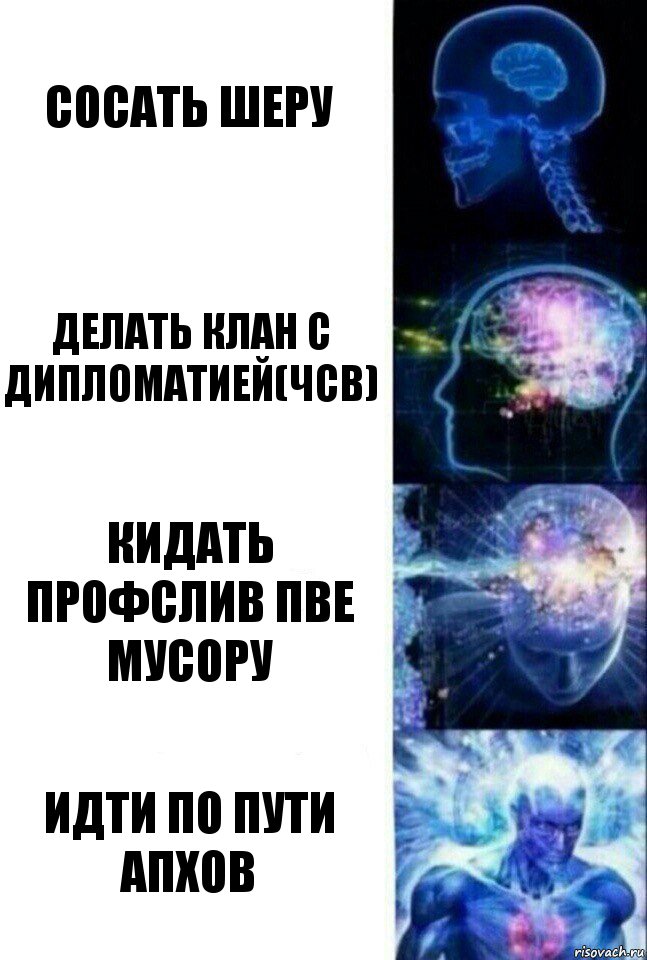 сосать шеру делать клан с дипломатией(чсв) кидать профслив пве мусору идти по пути апхов, Комикс  Сверхразум