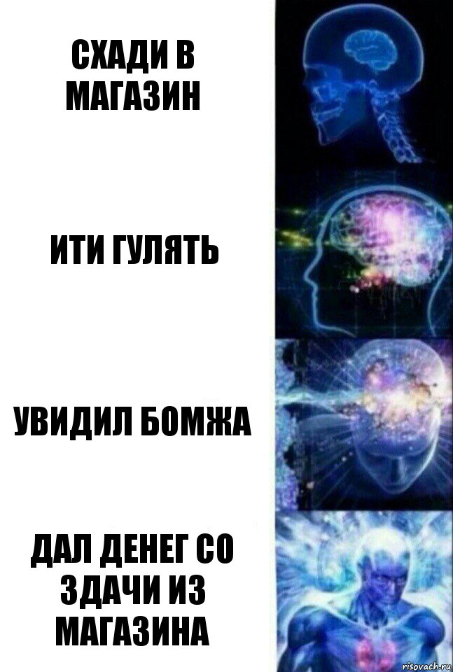 Схади в магазин Ити гулять Увидил бомжа дал денег со здачи из магазина, Комикс  Сверхразум