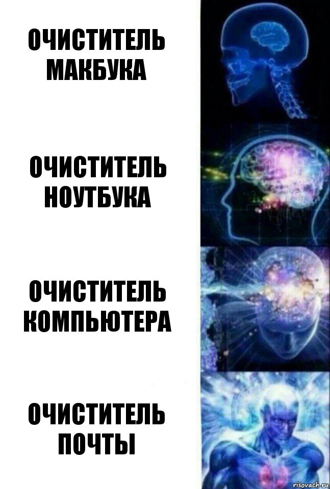 Очиститель Макбука Очиститель Ноутбука Очиститель компьютера Очиститель почты, Комикс  Сверхразум