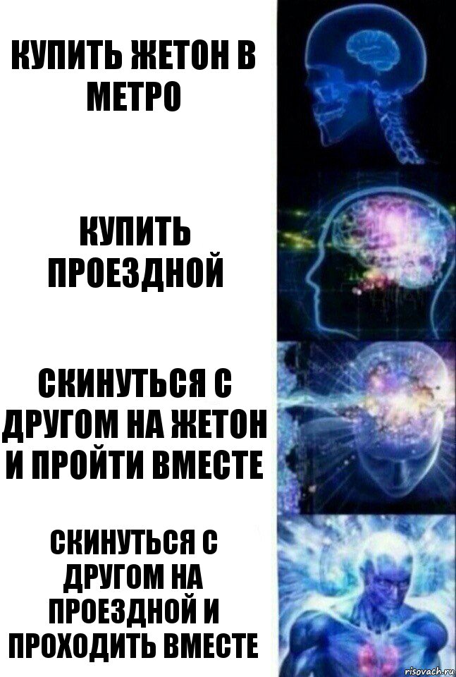 Купить жетон в метро Купить проездной Скинуться с другом на жетон и пройти вместе Скинуться с другом на проездной и проходить вместе, Комикс  Сверхразум