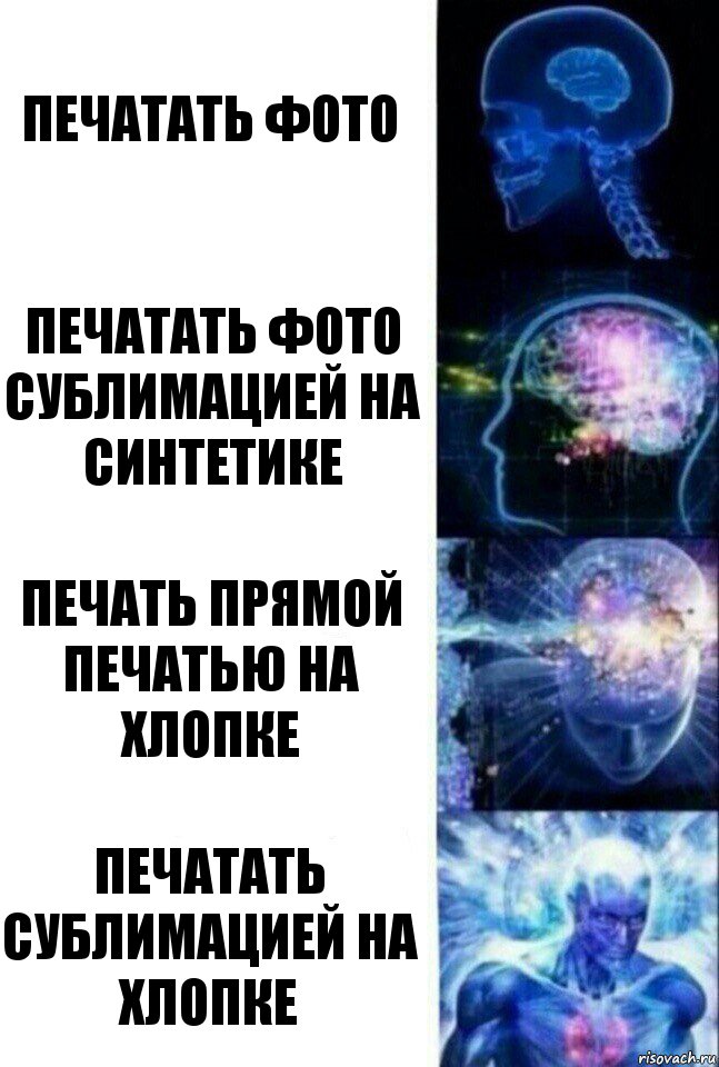 печатать фото печатать фото сублимацией на синтетике печать прямой печатью на хлопке печатать сублимацией на хлопке, Комикс  Сверхразум