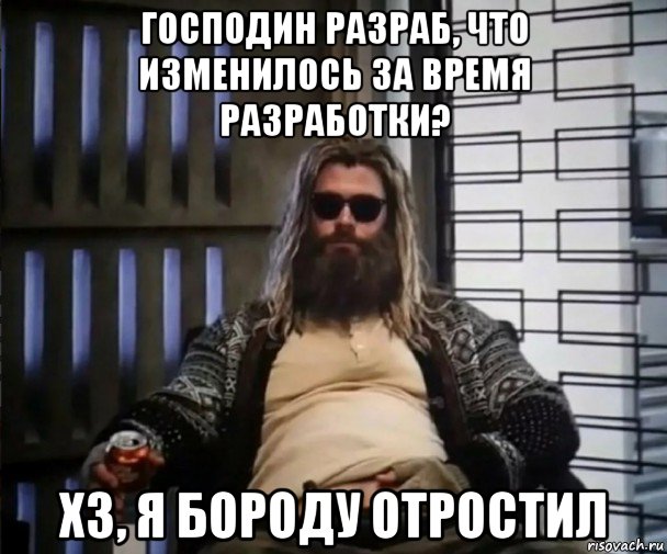 господин разраб, что изменилось за время разработки? хз, я бороду отростил, Мем Толстый Тор