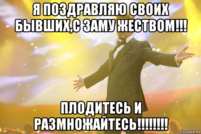 я поздравляю своих бывших,с заму жеством!!! плодитесь и размножайтесь!!!!!!!!, Мем Тони Старк (Роберт Дауни младший)