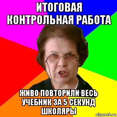 итоговая контрольная работа живо повторили весь учебник за 5 секунд школяры, Мем Типичная училка