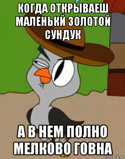 когда открываеш маленькй золотой сундук а в нем полно мелково говна, Мем    Упоротая сова