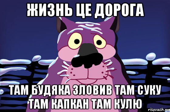 жизнь це дорога там будяка зловив там суку там капкан там кулю, Мем Волк