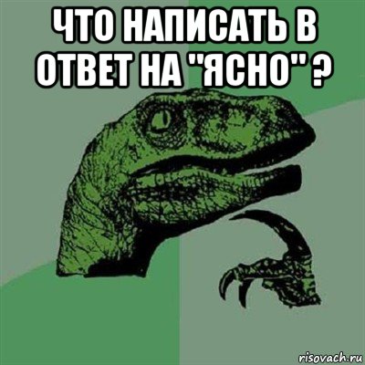 что написать в ответ на "ясно" ? , Мем Филосораптор