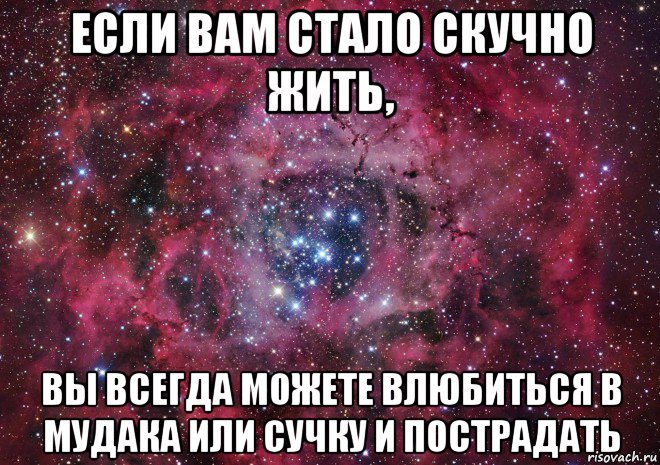 если вам стало скучно жить, вы всегда можете влюбиться в мудака или сучку и пострадать