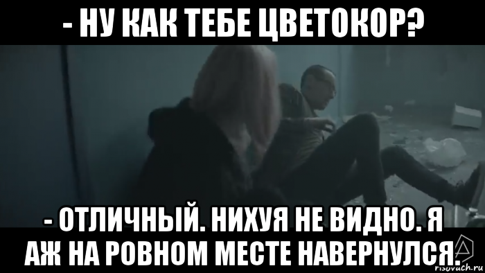 - ну как тебе цветокор? - отличный. нихуя не видно. я аж на ровном месте навернулся.