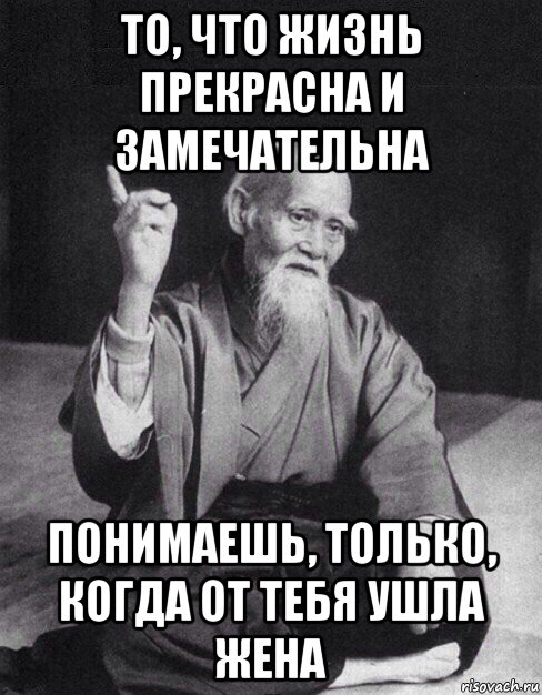 то, что жизнь прекрасна и замечательна понимаешь, только, когда от тебя ушла жена, Мем Монах-мудрец (сэнсей)