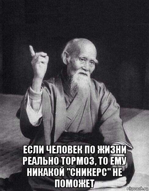  если человек по жизни реально тормоз, то ему никакой "сникерс" не поможет, Мем Монах-мудрец (сэнсей)