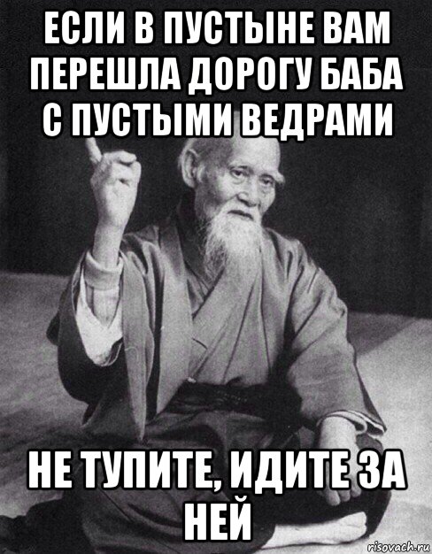 если в пустыне вам перешла дорогу баба с пустыми ведрами не тупите, идите за ней, Мем Монах-мудрец (сэнсей)