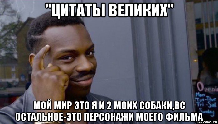 "цитаты великих" мой мир это я и 2 моих собаки,вс остальное-это персонажи моего фильма, Мем Не делай не будет