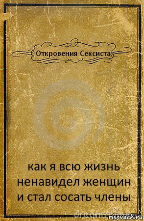 Откровения Сексиста как я всю жизнь ненавидел женщин и стал сосать члены, Комикс обложка книги