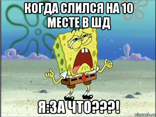 когда слился на 10 месте в шд я:за что???!, Мем Спанч Боб плачет