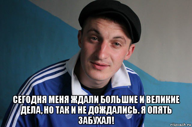  сегодня меня ждали большие и великие дела, но так и не дождались. я опять забухал!, Мем Типичный гопник