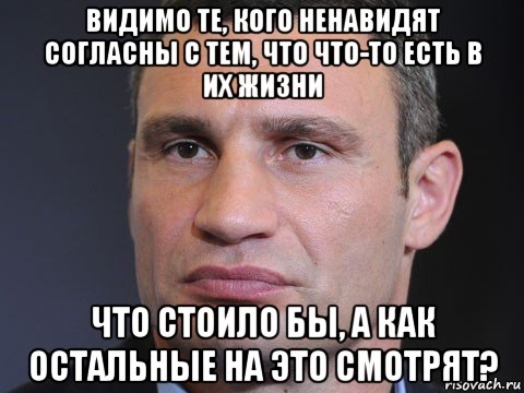 видимо те, кого ненавидят согласны с тем, что что-то есть в их жизни что стоило бы, а как остальные на это смотрят?