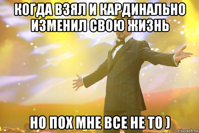 когда взял и кардинально изменил свою жизнь но пох мне все не то ), Мем Тони Старк (Роберт Дауни младший)