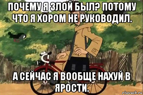 почему я злой был? потому что я хором не руководил. а сейчас я вообще нахуй в ярости., Мем   Я ведь раньше почему злой был