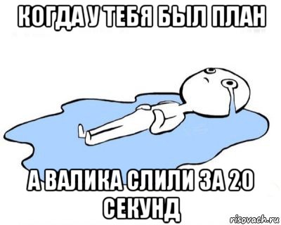 когда у тебя был план а валика слили за 20 секунд, Мем   человек в луже плачет