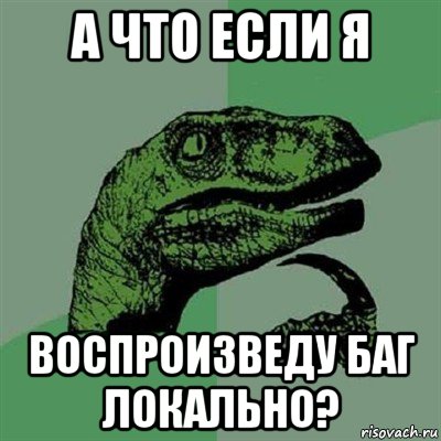 а что если я воспроизведу баг локально?, Мем Филосораптор